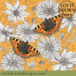 Small tortoiseshell butterfly framed art print