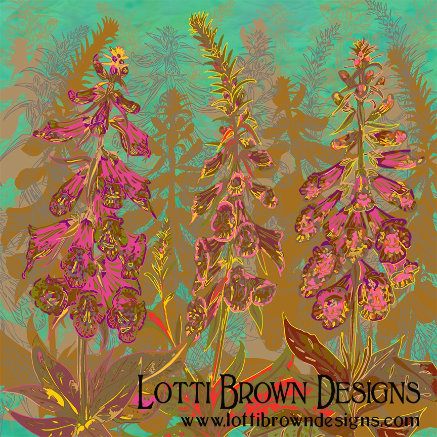 Foxgloves art by Lotti Brown