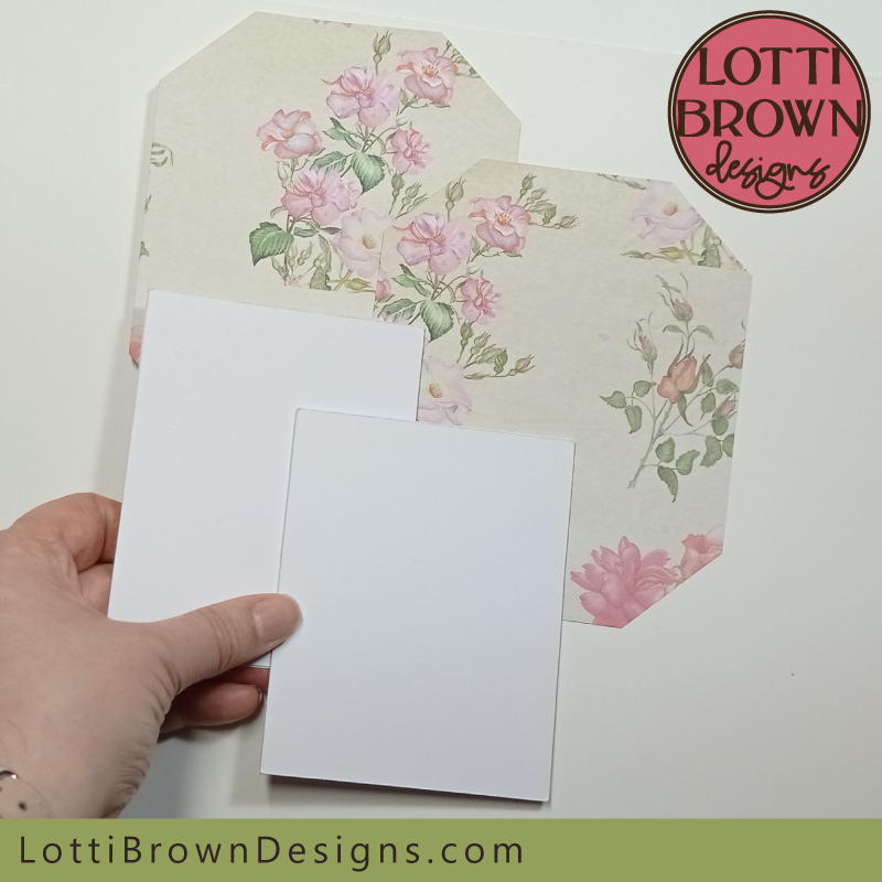 We'll cover the card in patterned paper