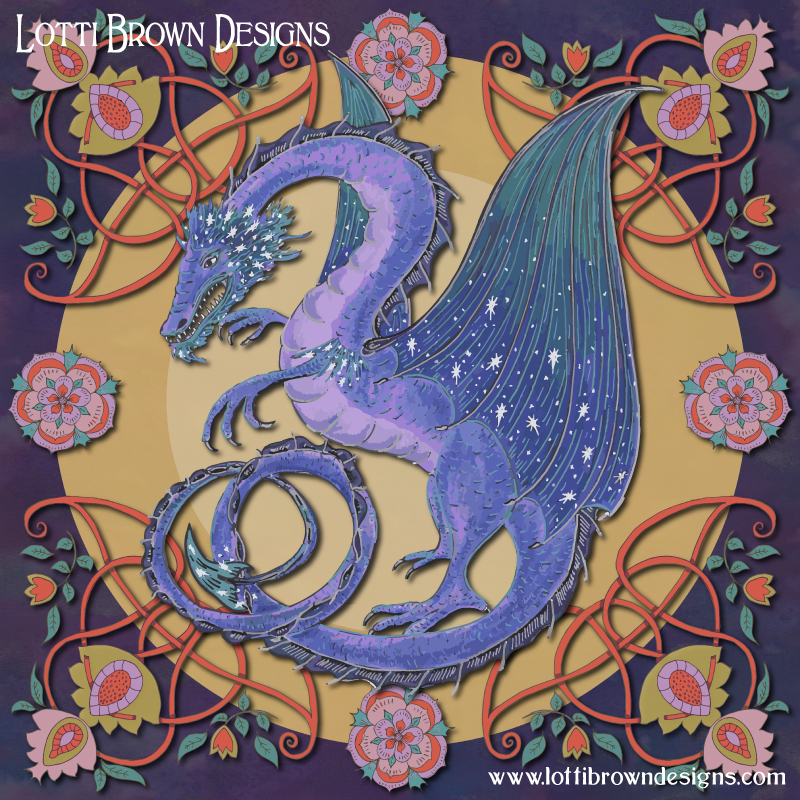 Purple dragon art by Lotti Brown