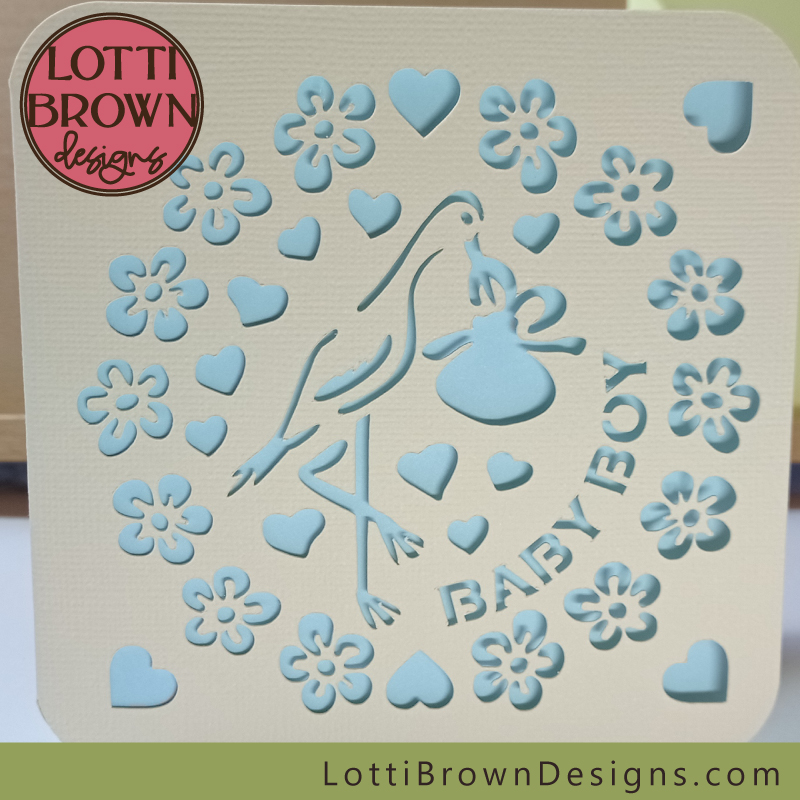 Blue and cream baby boy card template