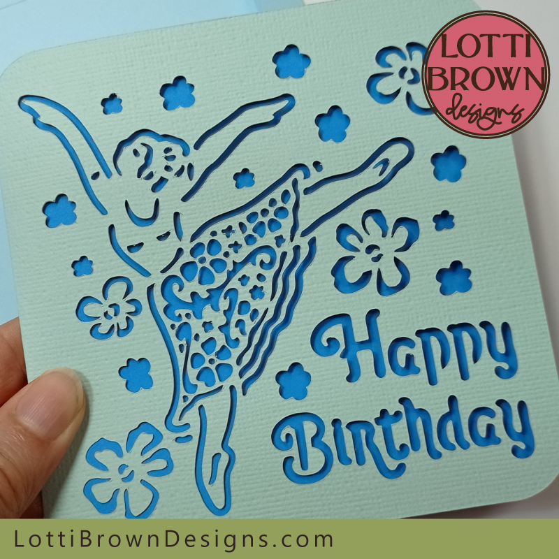 Pretty ballerina birthday card SVG template