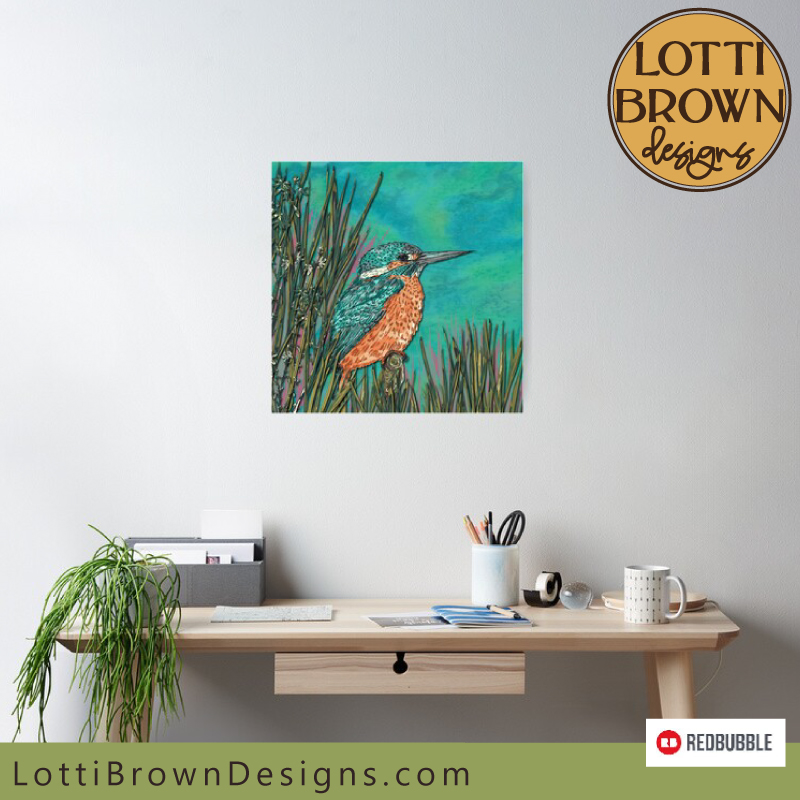 British birds art print - kingfisher