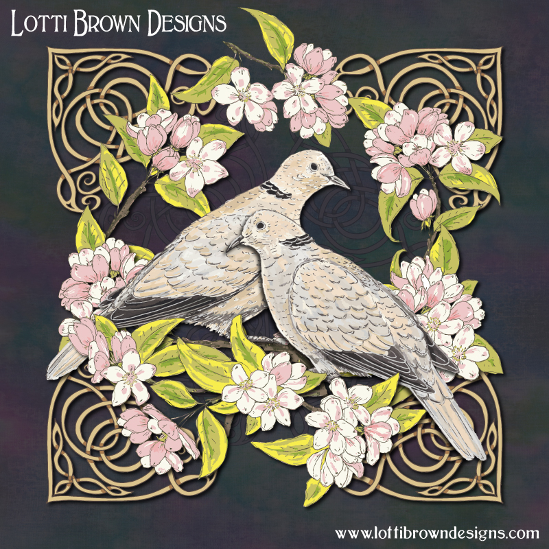 Celtic doves art by Lotti Brown