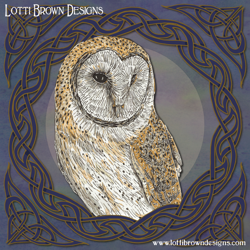 Celtic Barn Owl Art by Lotti Brown