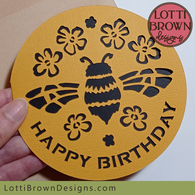 Circle bee card template to make with Cricut