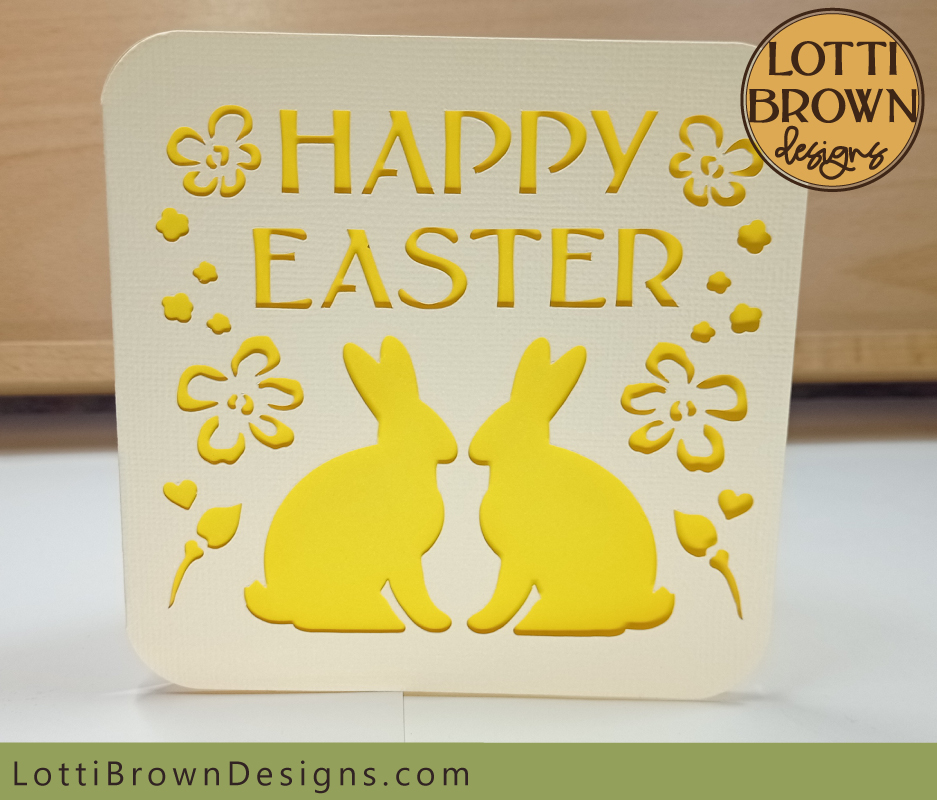 Easter bunnies papercut card template