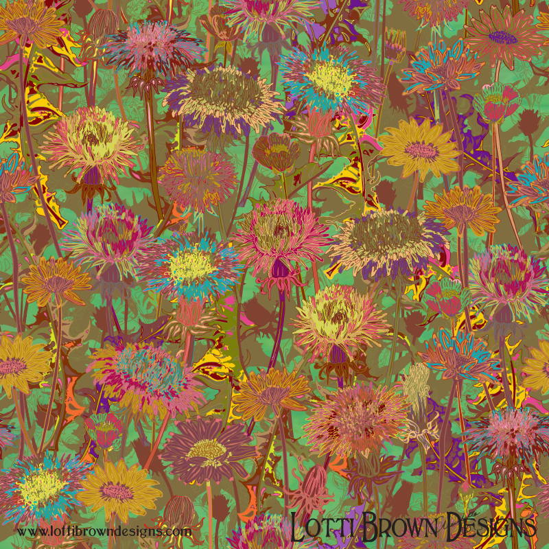 Dandelion Dawn wildflowers art by Lotti Brown