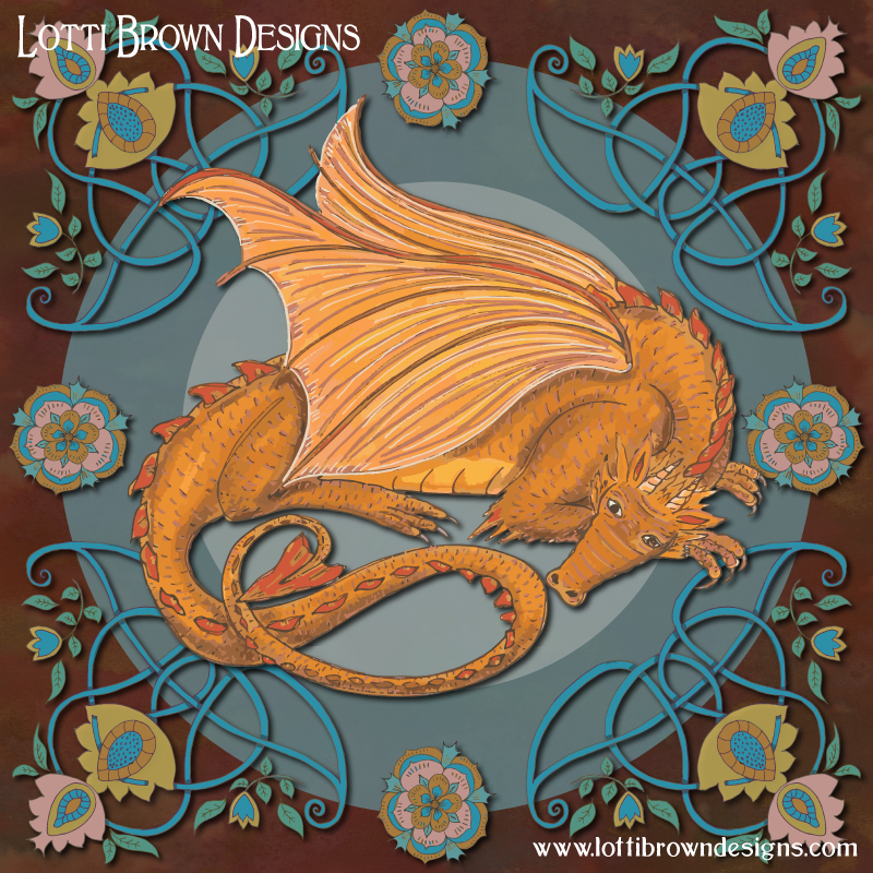 Medieval Earth Dragon art by Lotti Brown