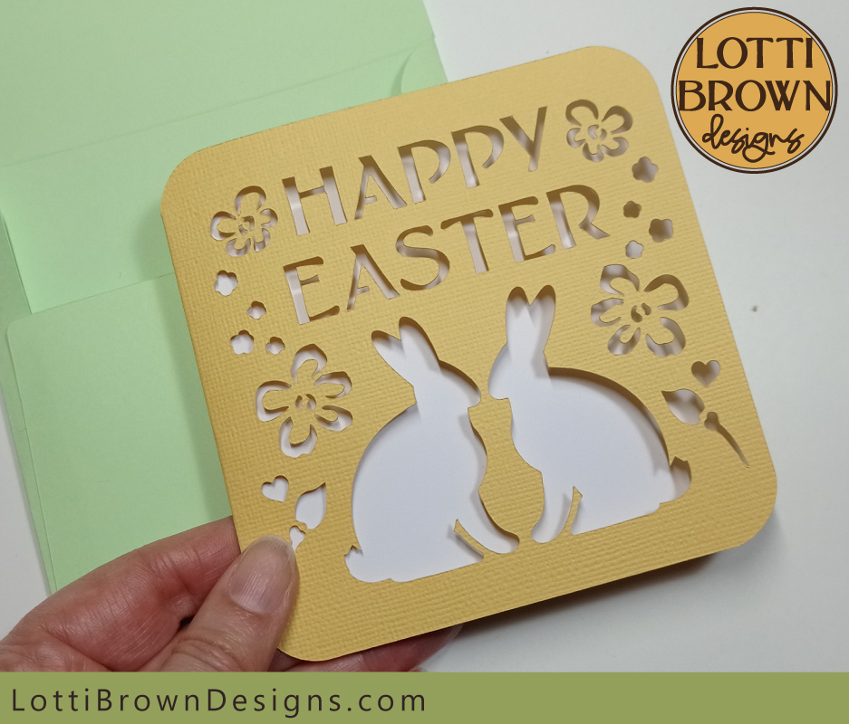 Easter bunnies card SVG template