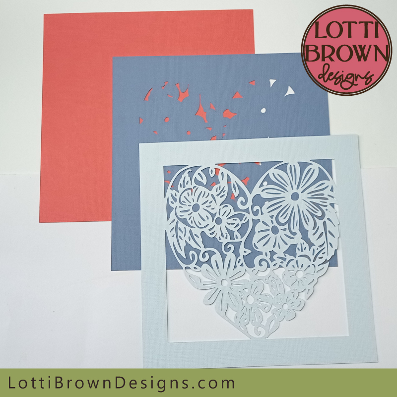 Floral heart shadow box layers