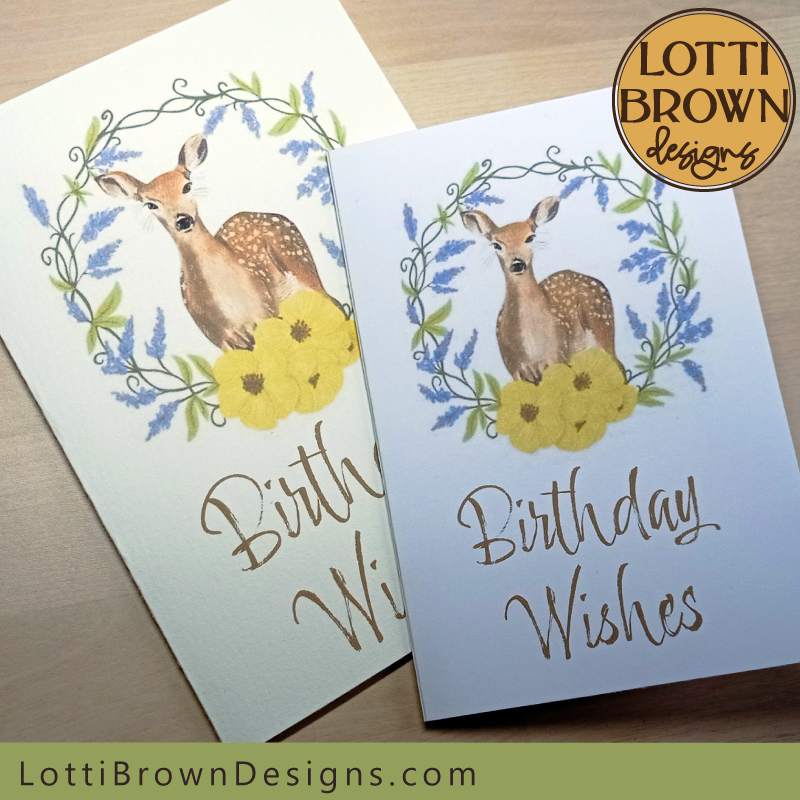 Floral deer printable card 3