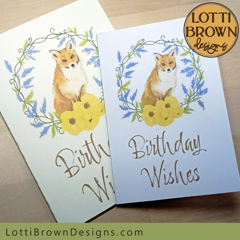 Floral fox printable card 3