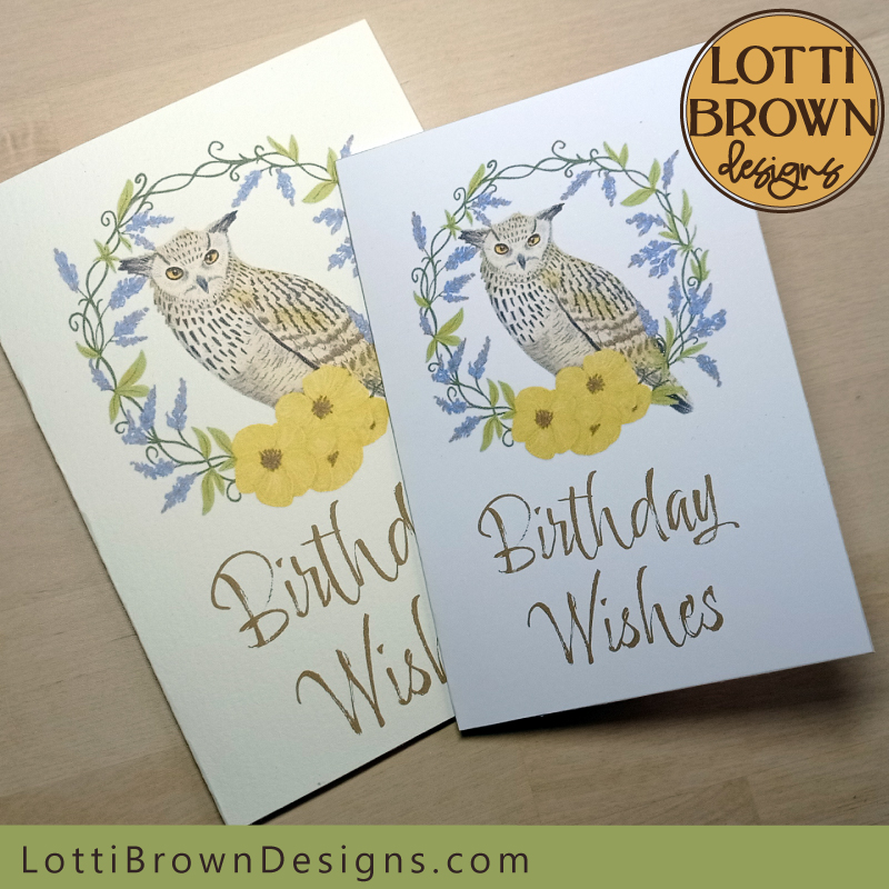 Floral owl printable card 3