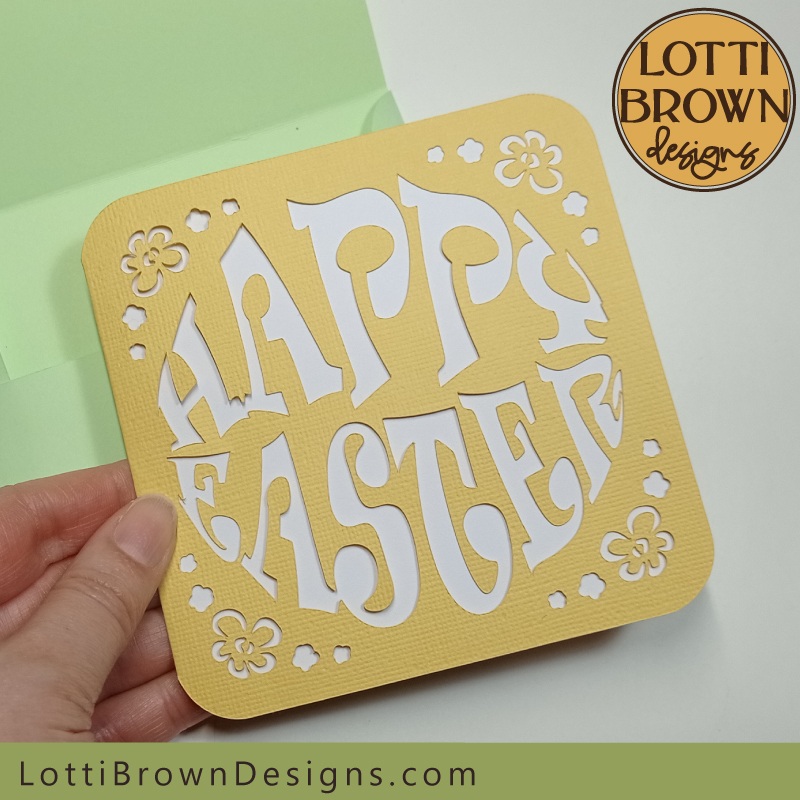 Easter card SVG file with Happy Easter text