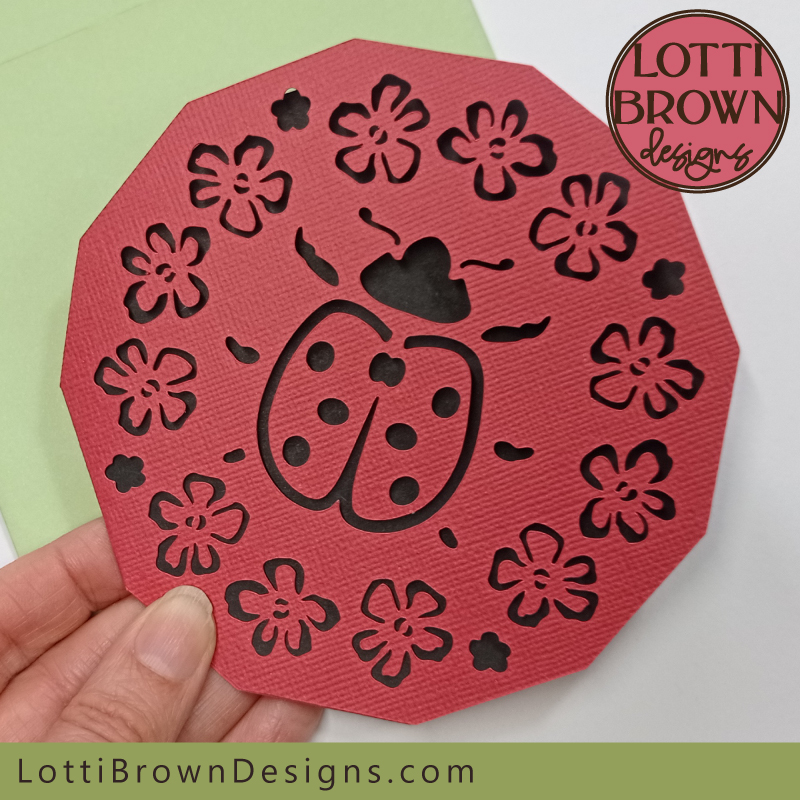 Ladybug (ladybird) card template for Cricut