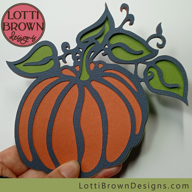 Beautiful pumpkin SVG file with swirly leaves