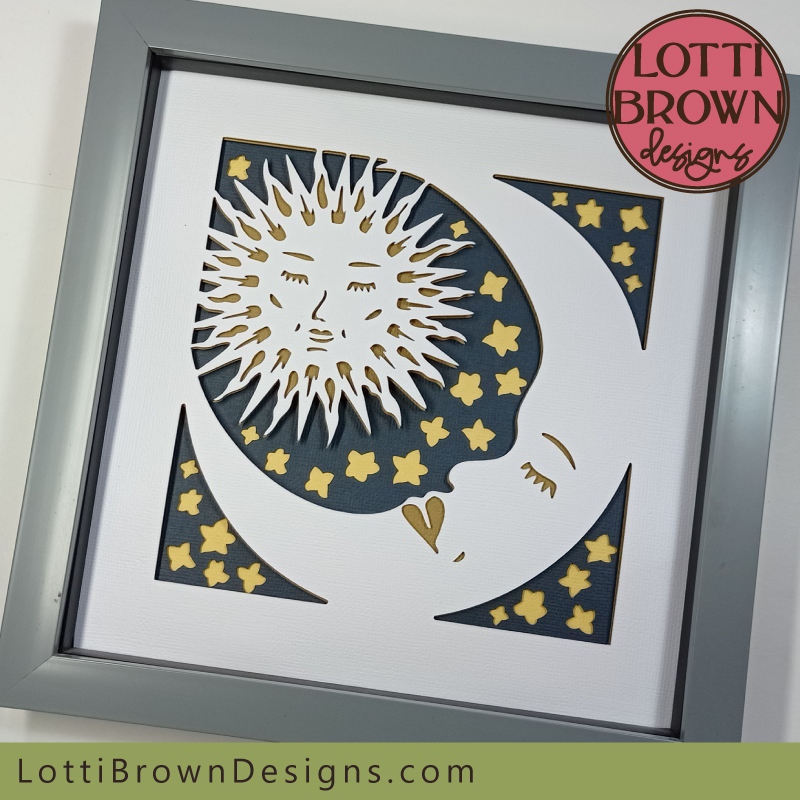 Sun and Moon shadow box project for Cricut and other cutting machines