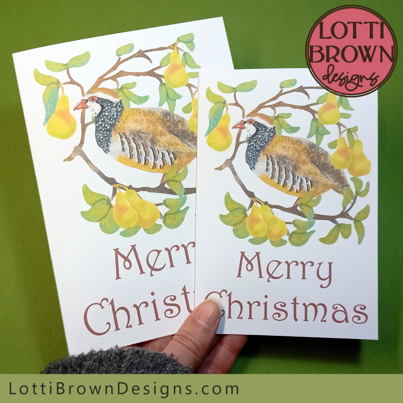 Partridge printable Christmas card PDF