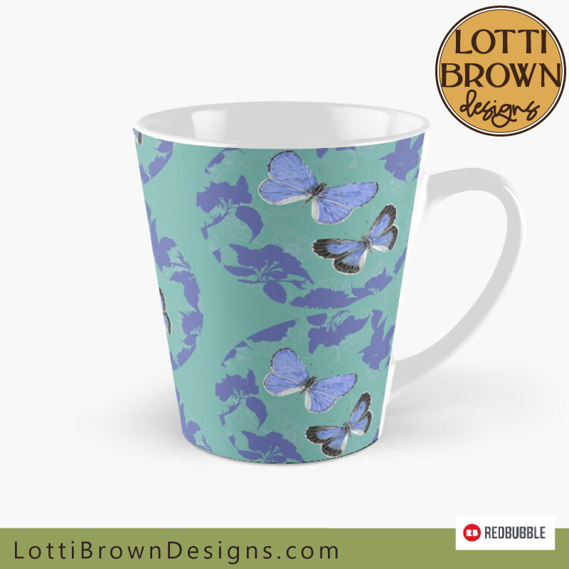 Pale blue butterflies china mug