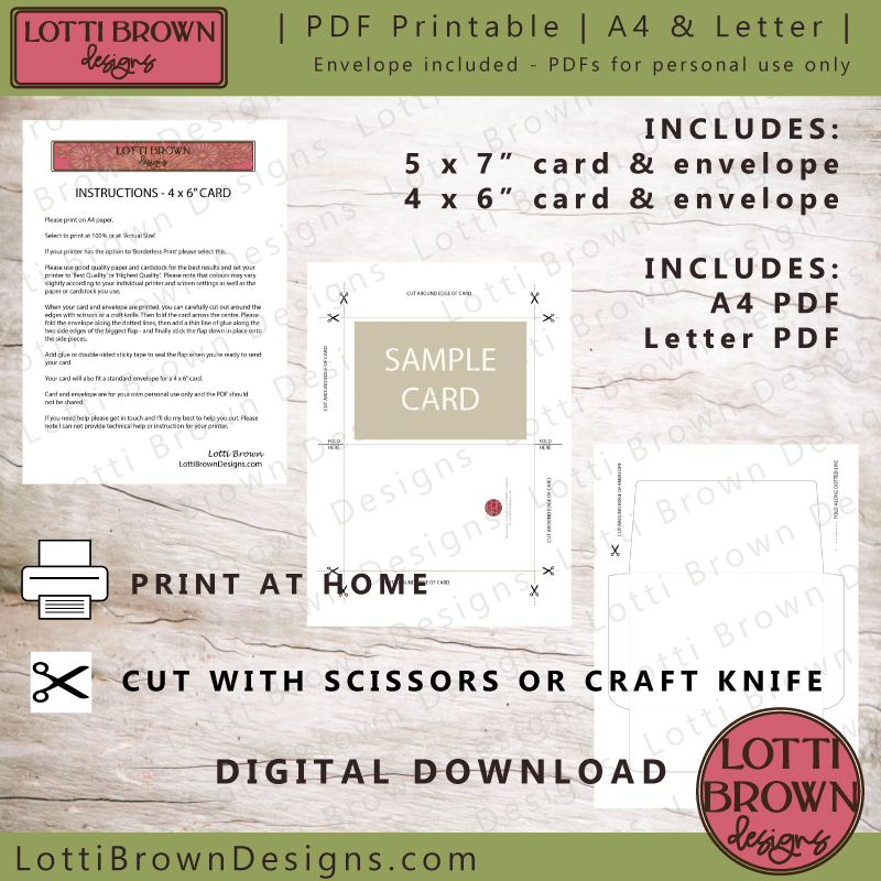 Printable card PDF template