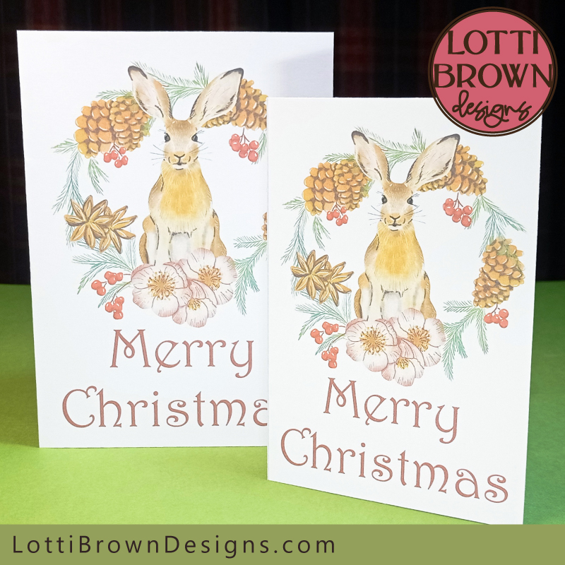 Rabbit printable Xmas card PDF