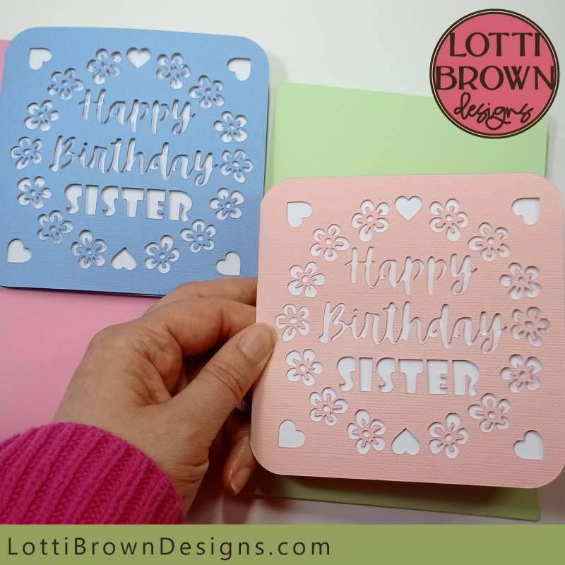 Sister Birthday Card SVG Template & Sister-in-Law Card Template