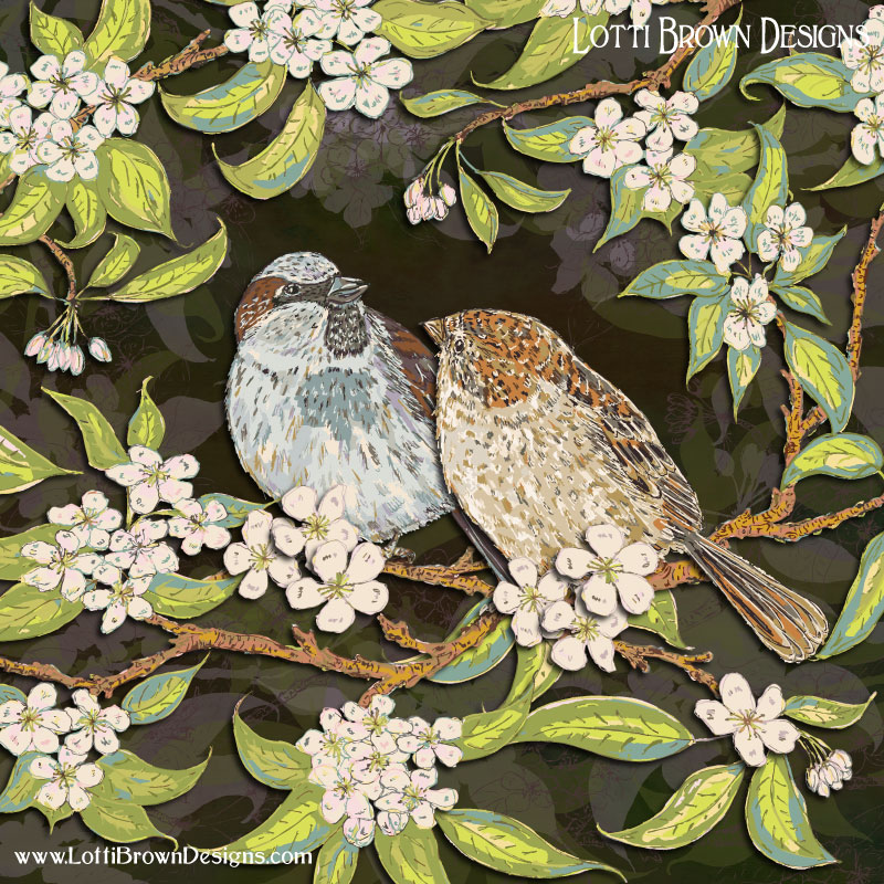 Sparrows art by Lotti Brown