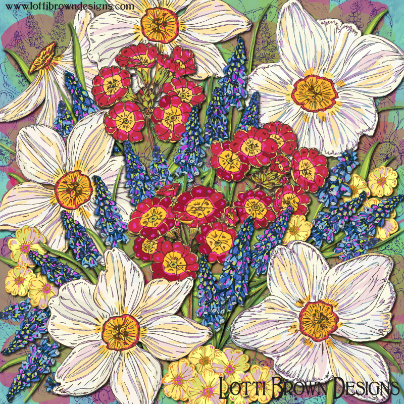 Spring flowers art by Lotti Brown