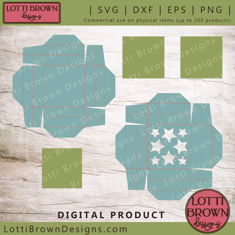 3D Paper Star Printable Template, SVG Star Cut Files, DXF Files