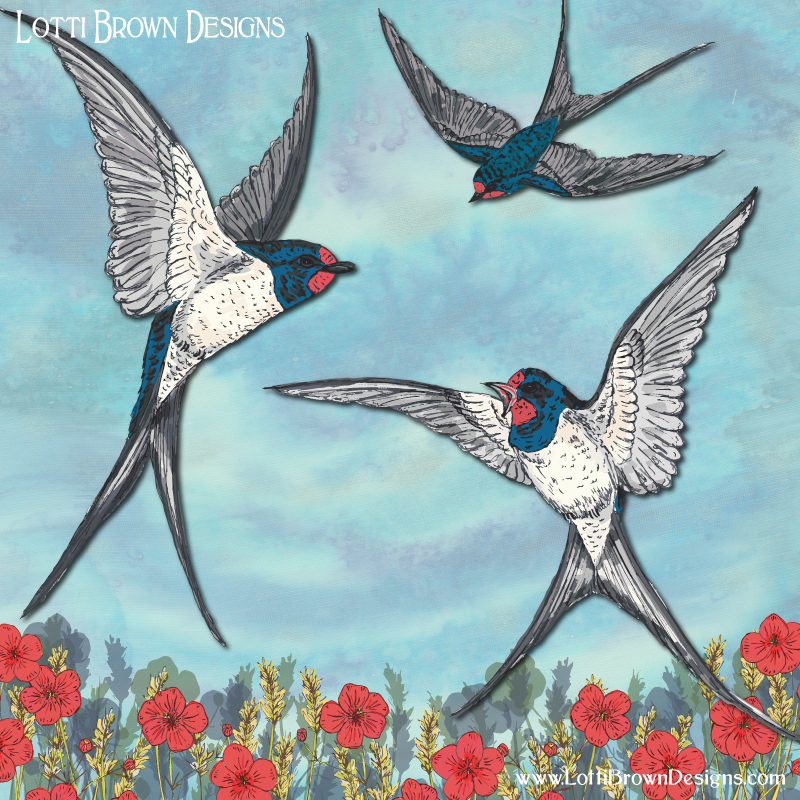 Swallows art by Lotti Brown