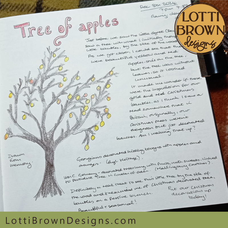 Tree of apples nature journal page