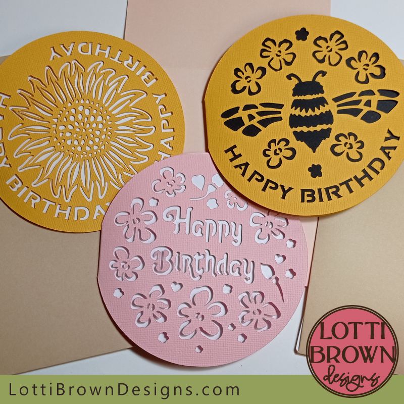 Make these fun circular cards made with Cricut (or other cutting machines) - SVG, DXF, EPS and PNG formats to download...