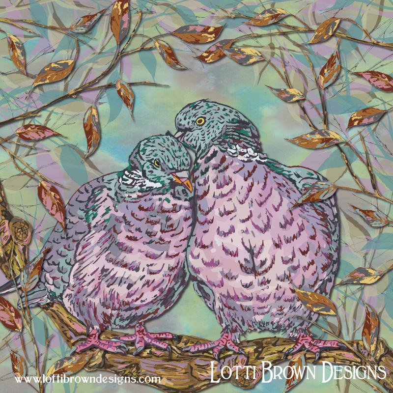 Woodpigeons art by Lotti Brown