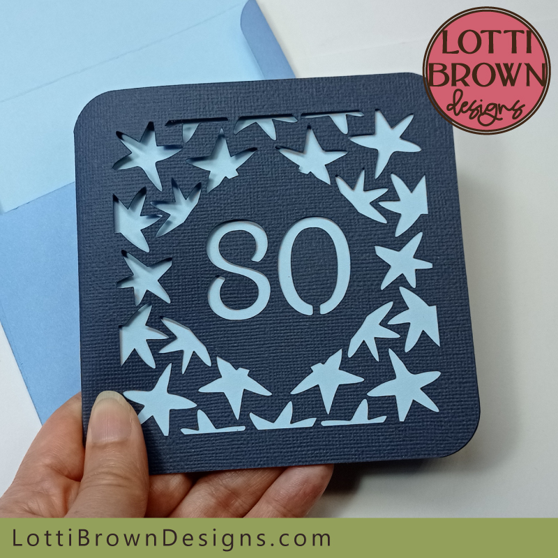 Stars design 80th birthday card SVG for men