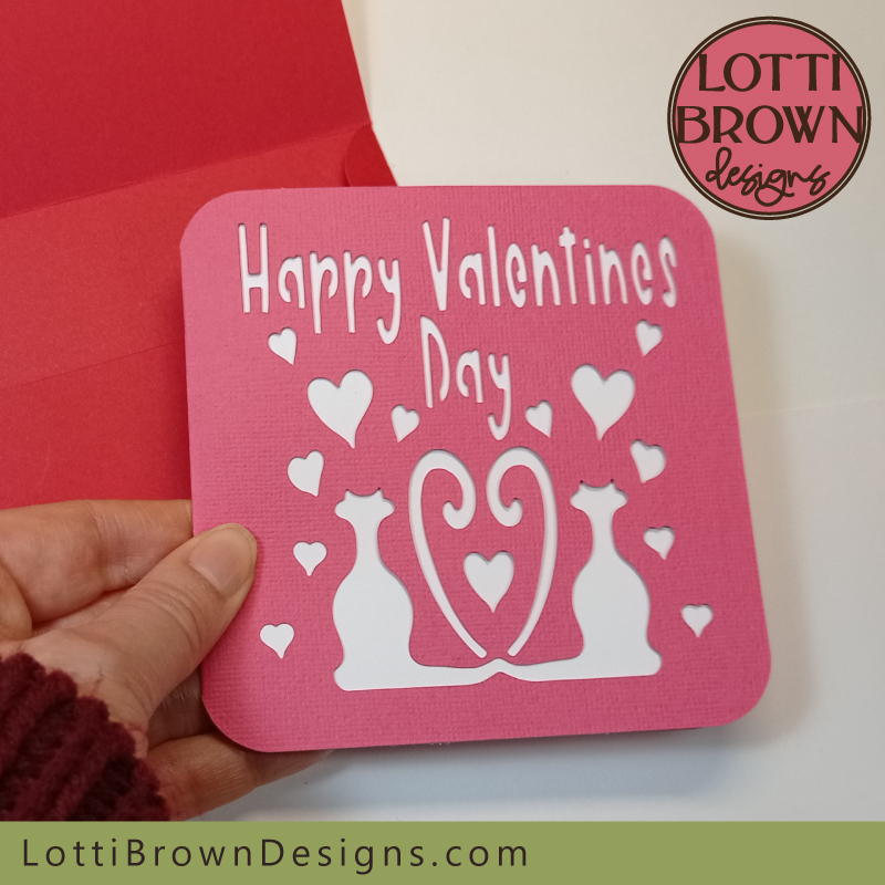 Beautiful cats design Valentine card cut file for cutting machines