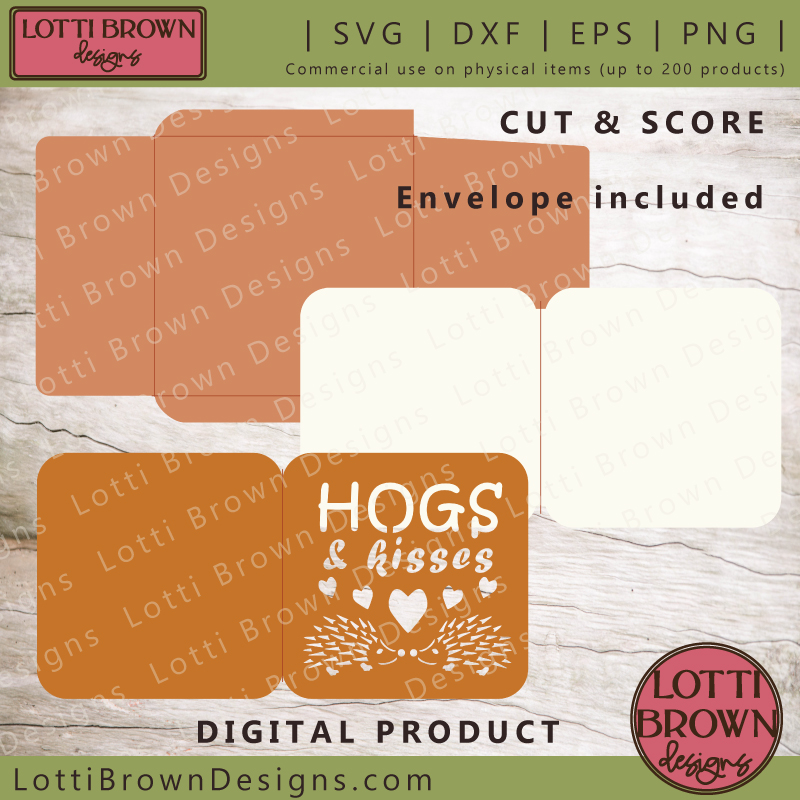 Hogs and kisses card template