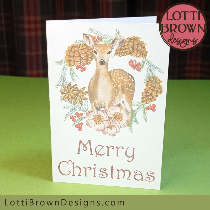 Deer printable Xmas card