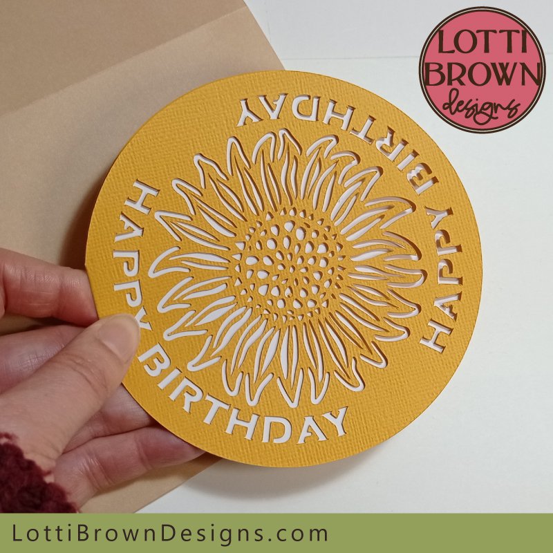 Circle sunflower card template for Cricut