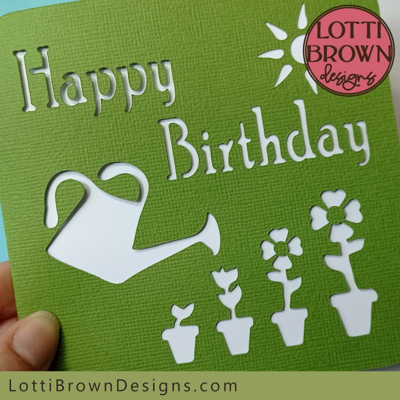 Gardening card template - showing detail of papercut design