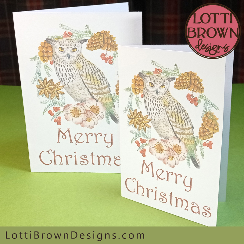 Owl printable Xmas card PDF