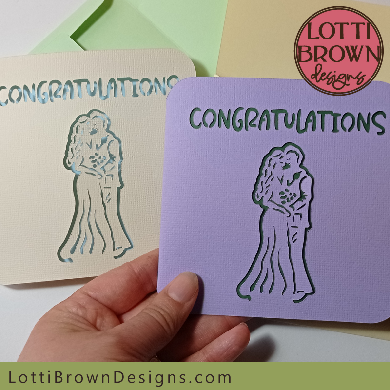 Cut-out 'Congratulations' wedding card SVG template