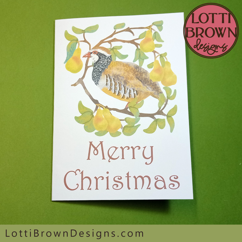 Partridge printable Christmas card PDF