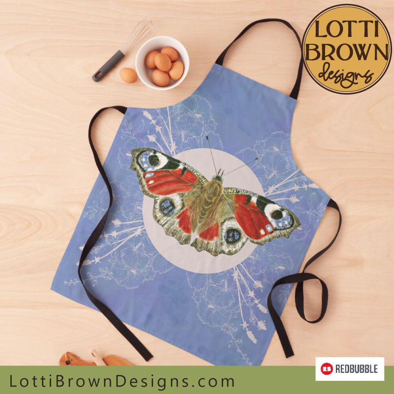 Peacock butterfly apron