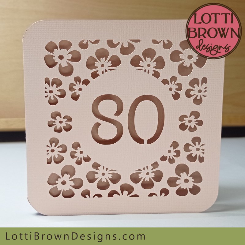 Papercut 80th card SVG template