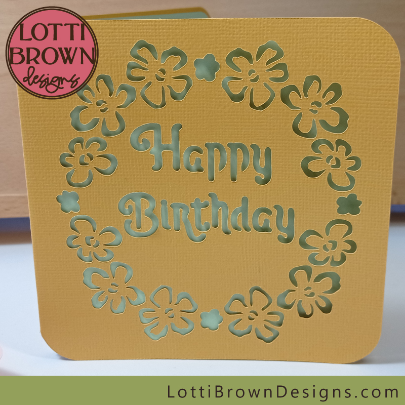 Papercut birthday card SVG using Sizzix cardstock