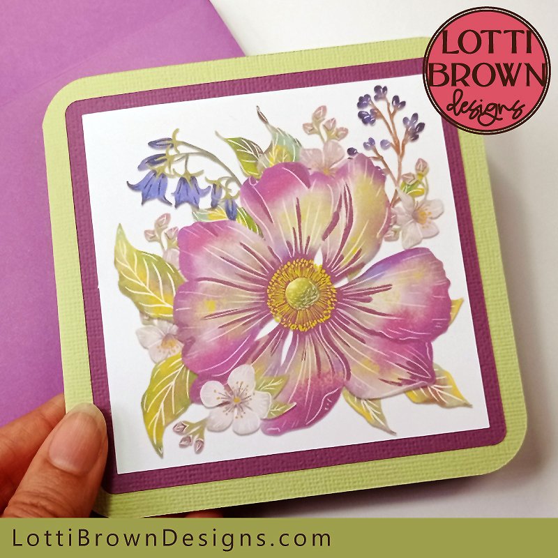 Floral print then cut card template