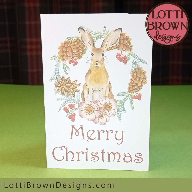 Rabbit printable Xmas card