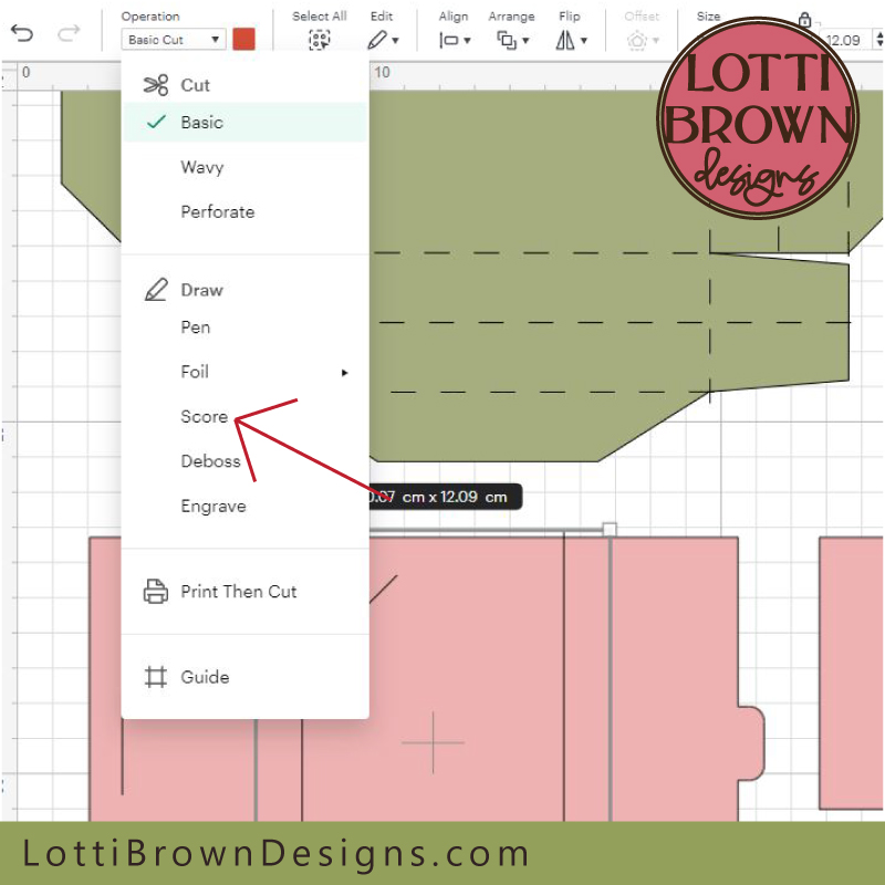 Gift card box - setting the lines to score