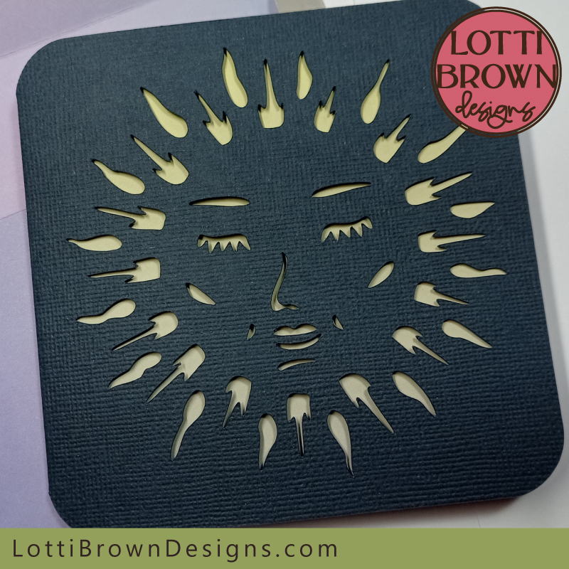 Sun face celestial Cricut greeting card idea to make